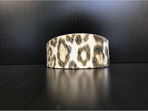 White Leopard Print - Whippet Leather Collar - Size M